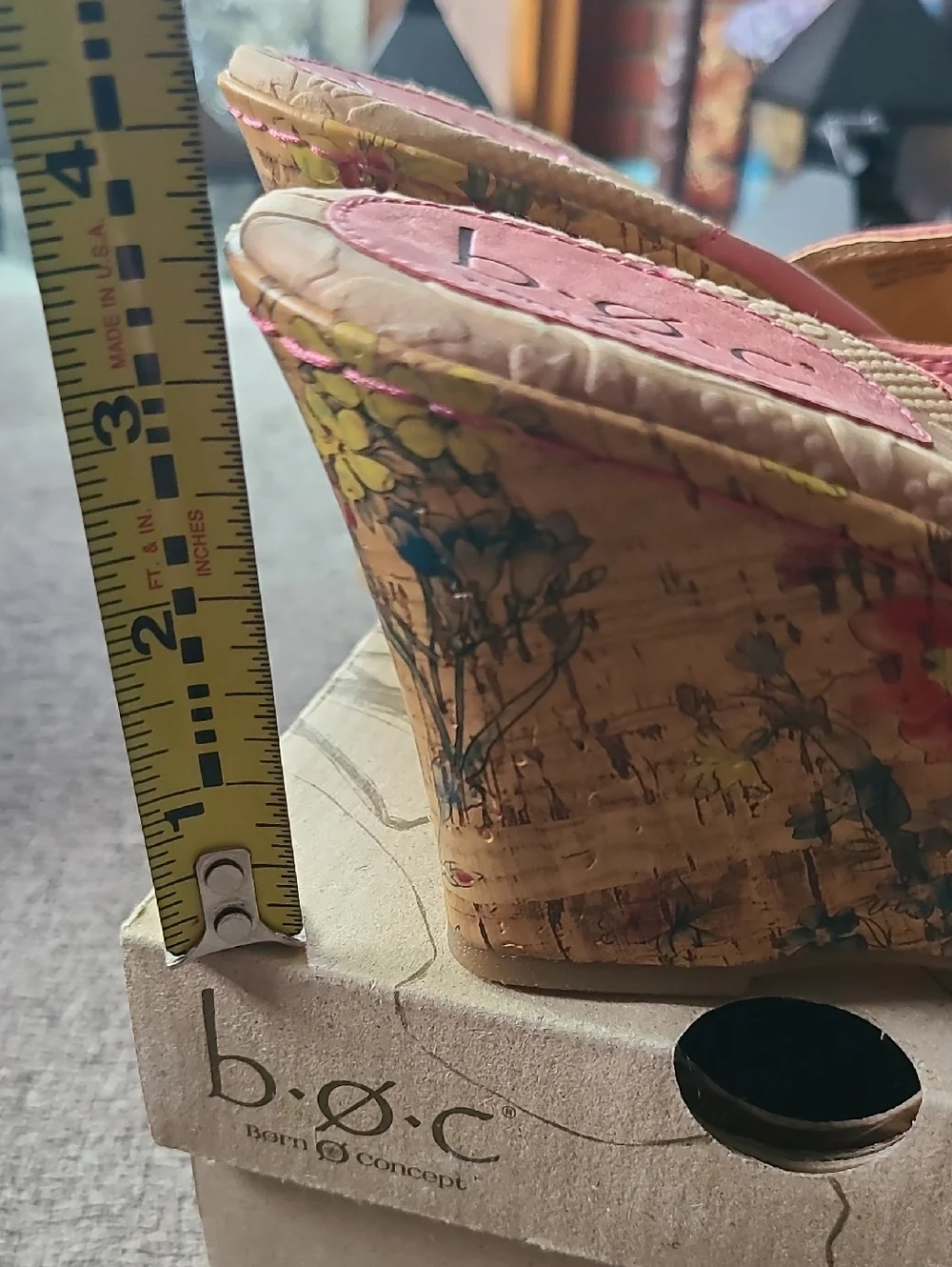 b.o.c. Pink Cork Wedge Slide Sandals with Buckle SIZE 9
